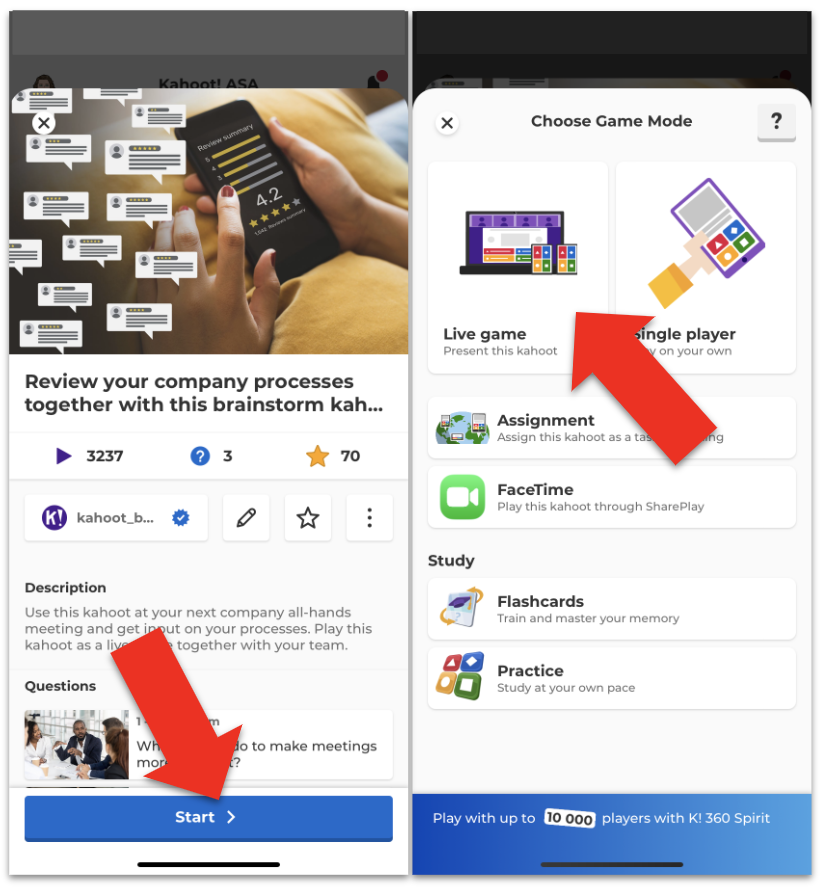 How to host live kahoots with the mobile app Help and Support Center