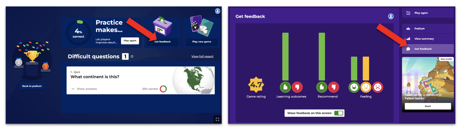 Kahoot! live game: see questions on player's screen – Help and