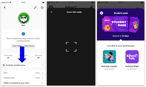 resgatar o passe de estudante do kahoot
