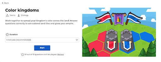Color kingdoms Kahoot! game mode