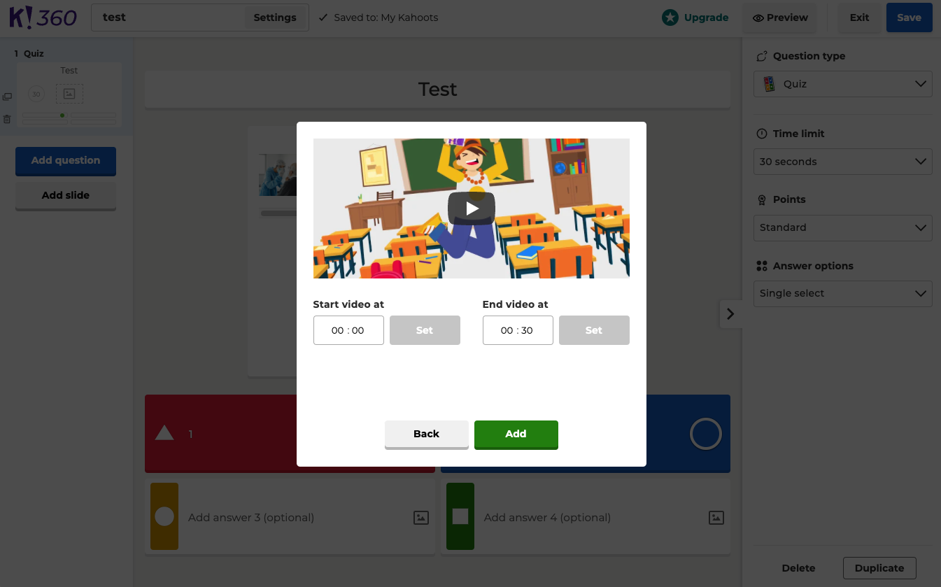 jak dodać wideo do kahoot