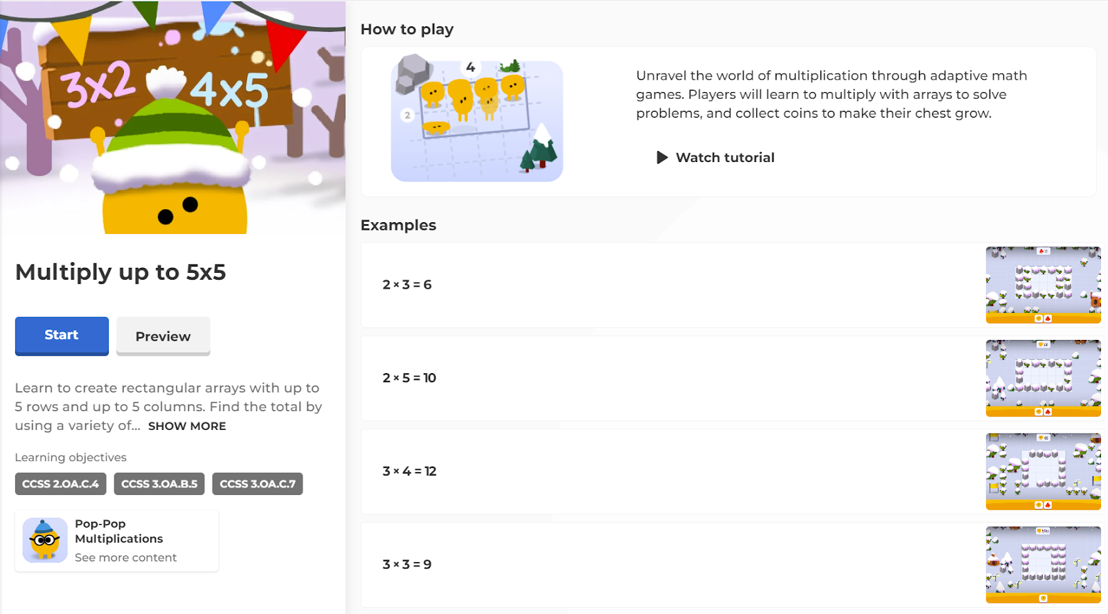 kahoot pop pop multiplicações