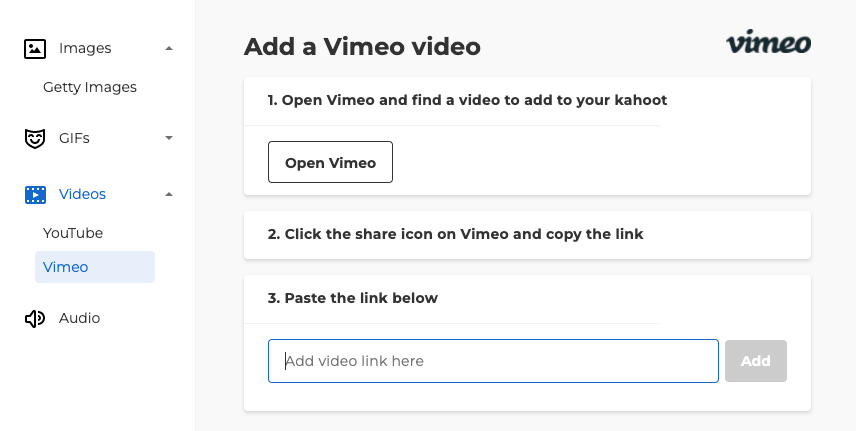 how to add a video to kahoot