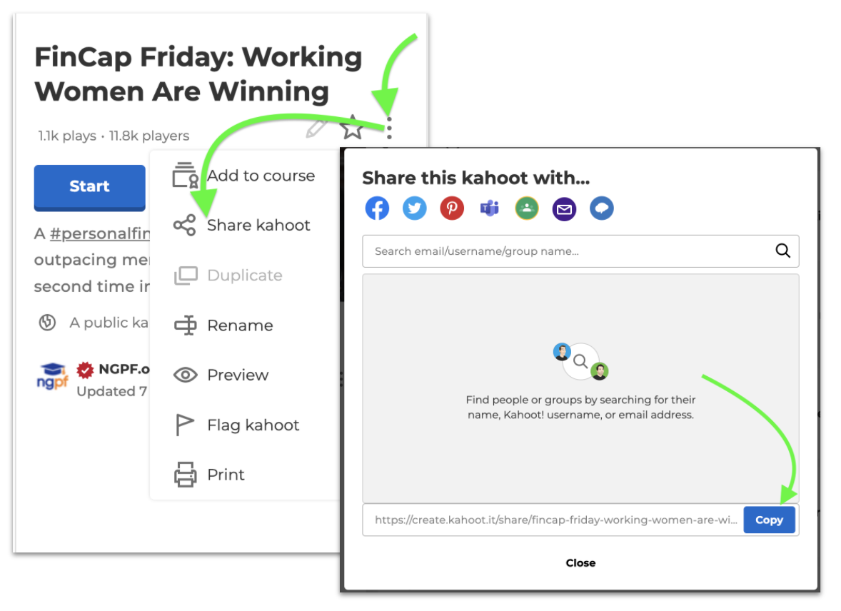 Comment partager un kahoot – Centre d'aide