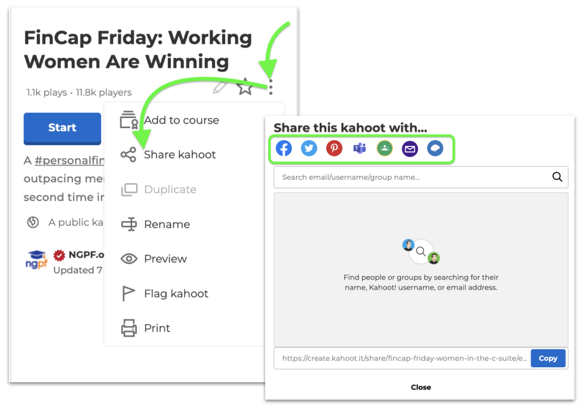 How to share a kahoot – Help and Support Center